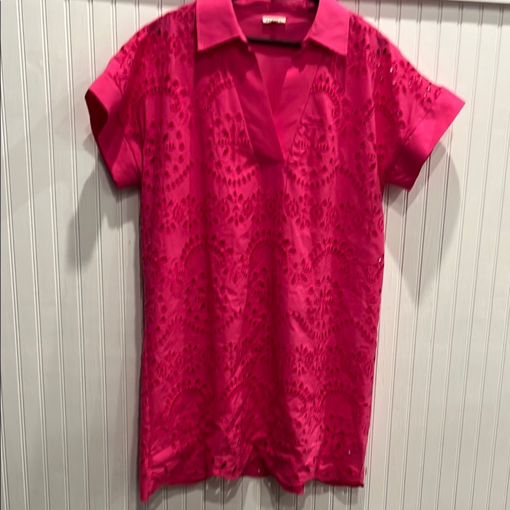 JODIFL Pink Cuffed Sleeve Mini Dress